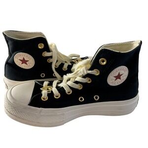 Converse Chuck Taylor Lift Hi Heart Black Gold Sneakers A05138C Womens 6